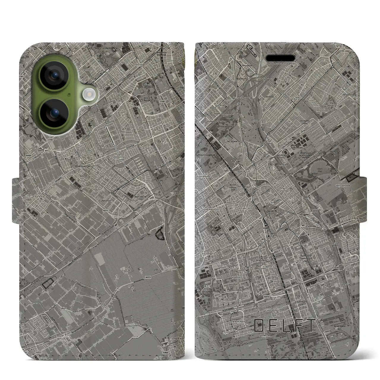 【デルフト（オランダ）】地図柄iPhoneケース（手帳タイプ）