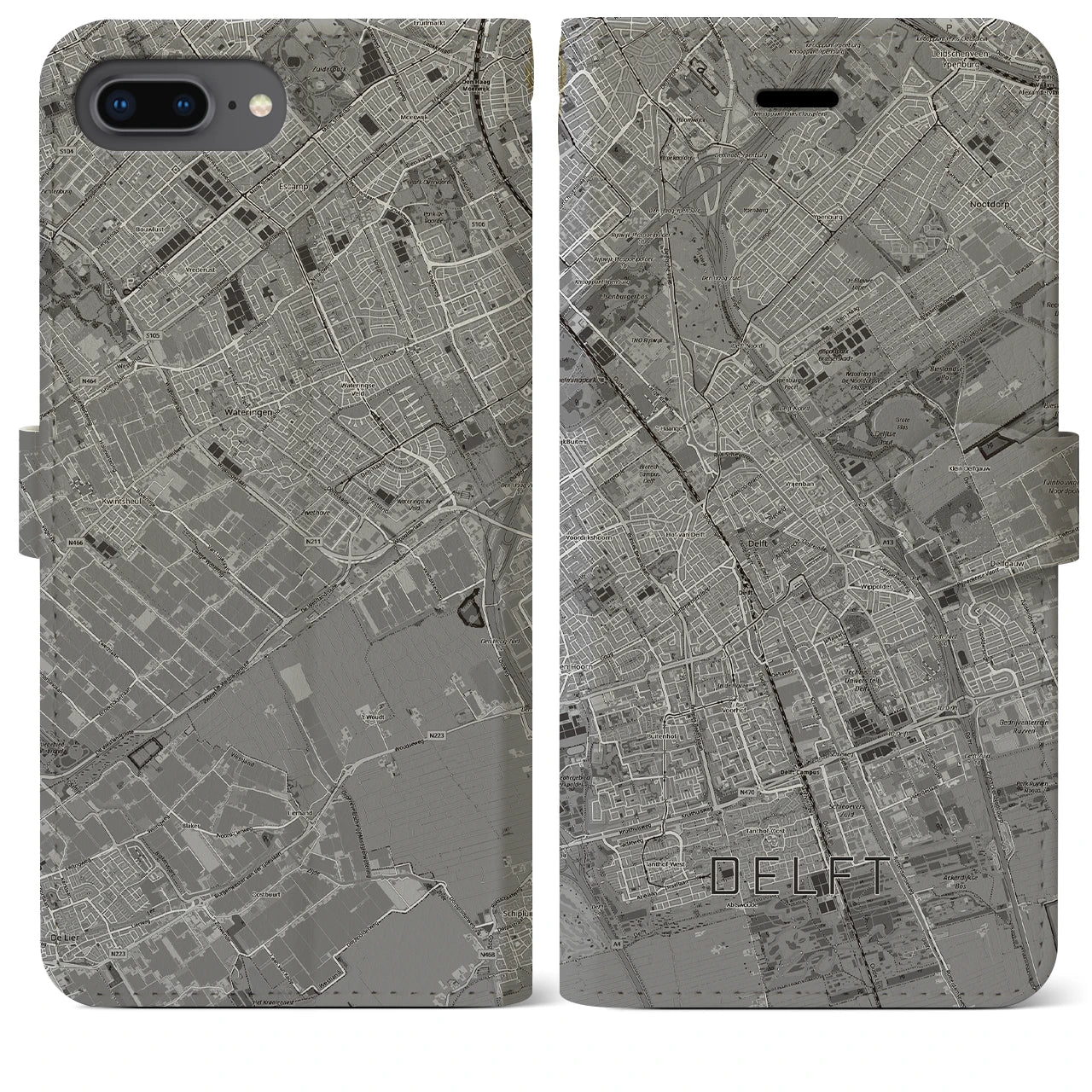 【デルフト（オランダ）】地図柄iPhoneケース（手帳タイプ）
