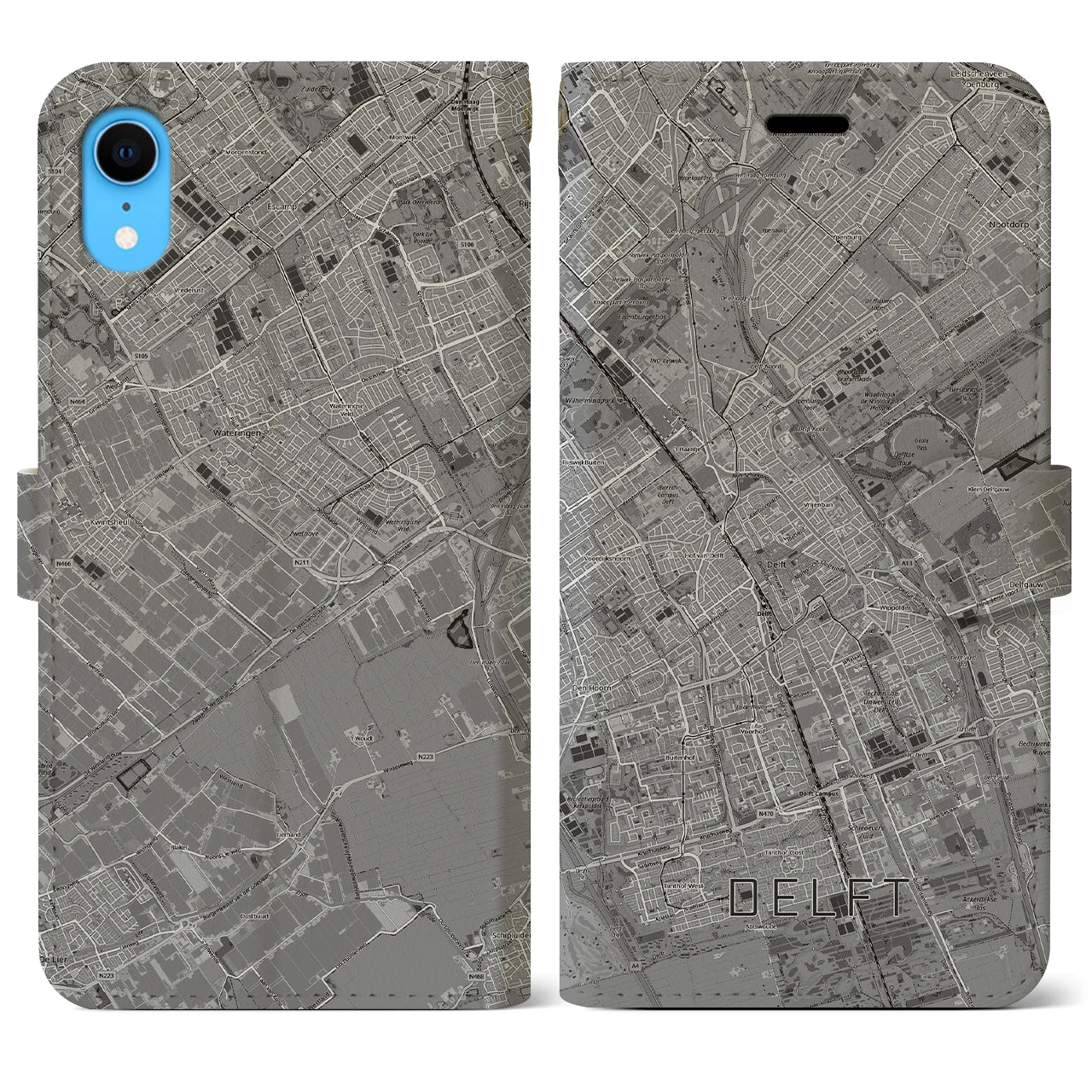 【デルフト（オランダ）】地図柄iPhoneケース（手帳タイプ）