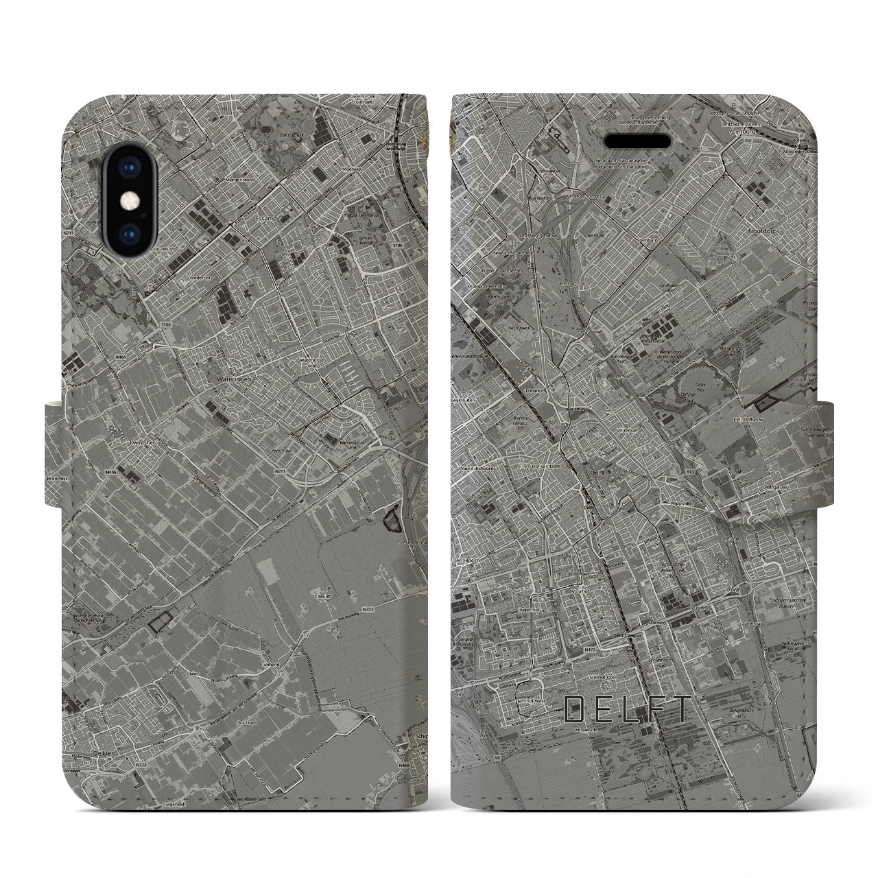 【デルフト（オランダ）】地図柄iPhoneケース（手帳タイプ）