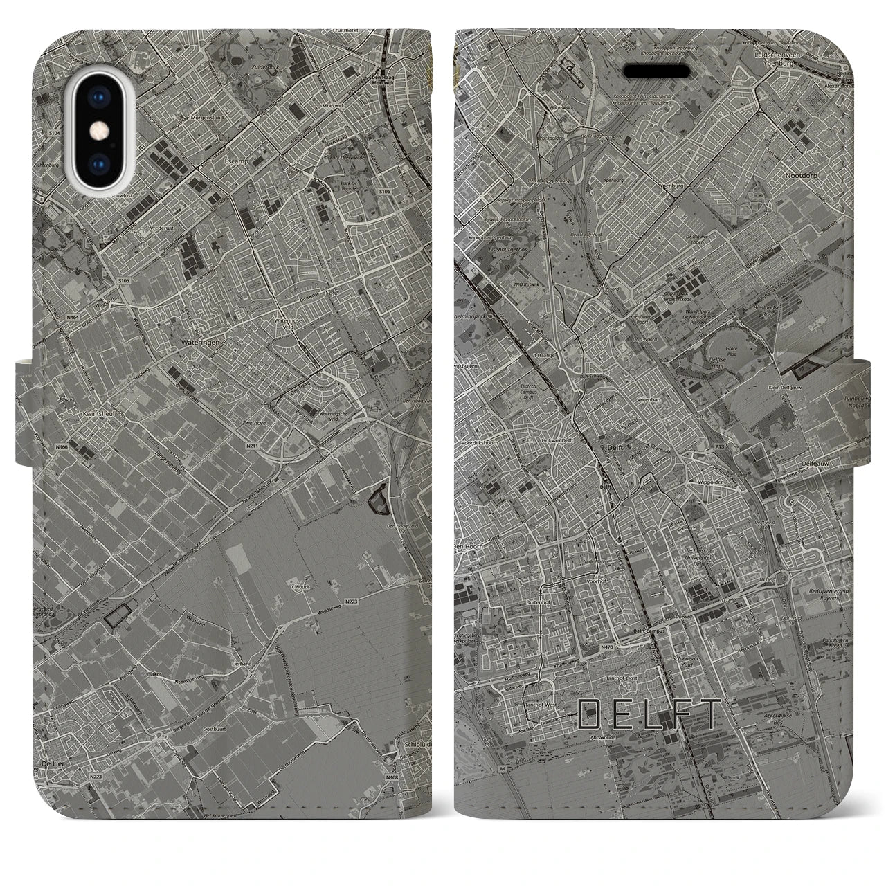 【デルフト（オランダ）】地図柄iPhoneケース（手帳タイプ）