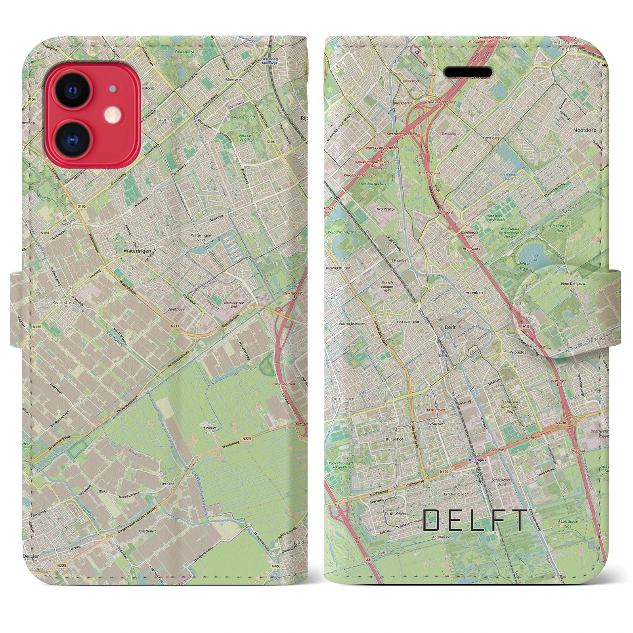 【デルフト（オランダ）】地図柄iPhoneケース（手帳タイプ）