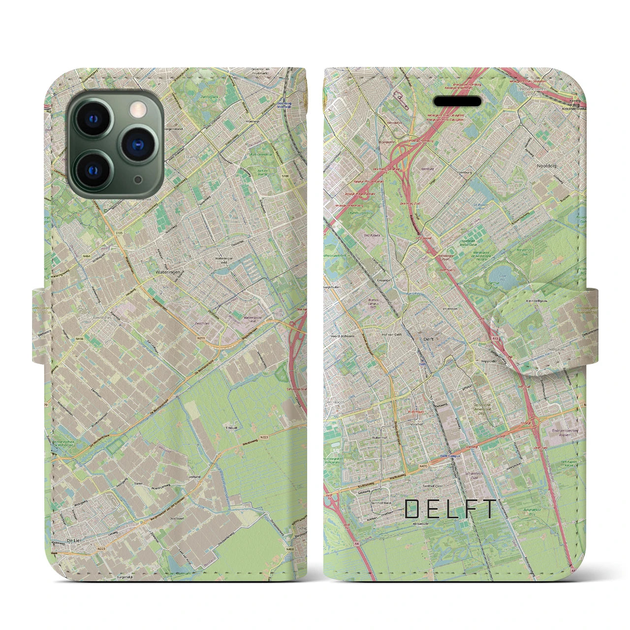 【デルフト（オランダ）】地図柄iPhoneケース（手帳タイプ）