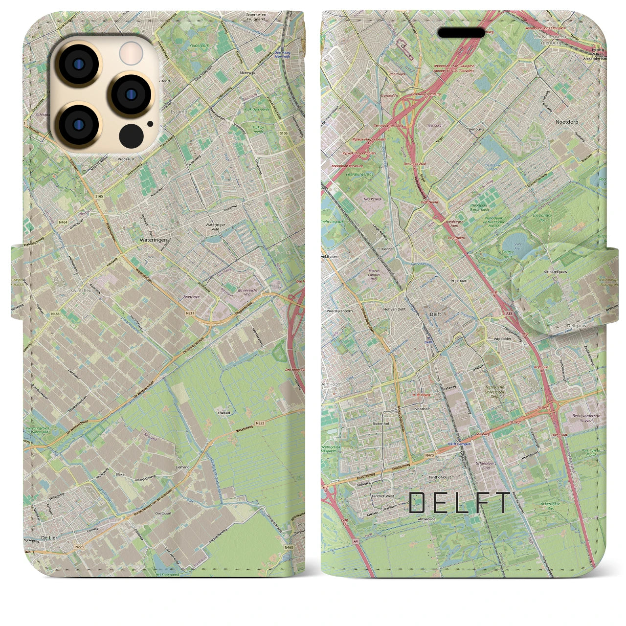 【デルフト（オランダ）】地図柄iPhoneケース（手帳タイプ）