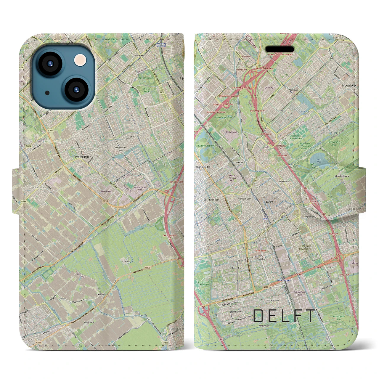 【デルフト（オランダ）】地図柄iPhoneケース（手帳タイプ）