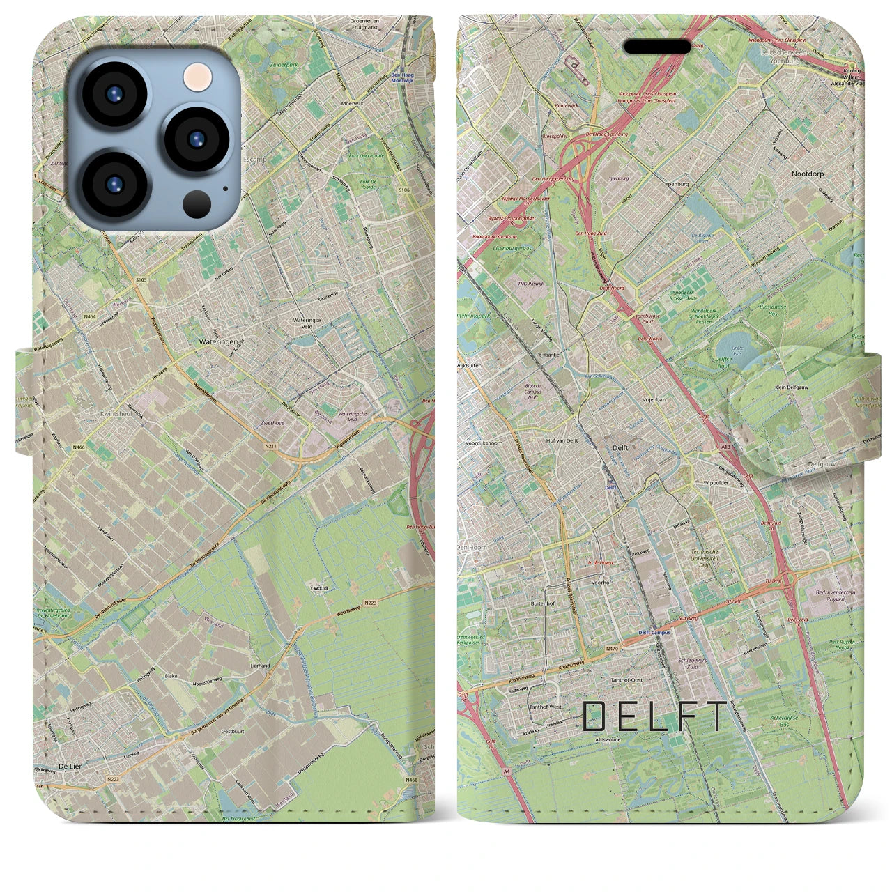 【デルフト（オランダ）】地図柄iPhoneケース（手帳タイプ）