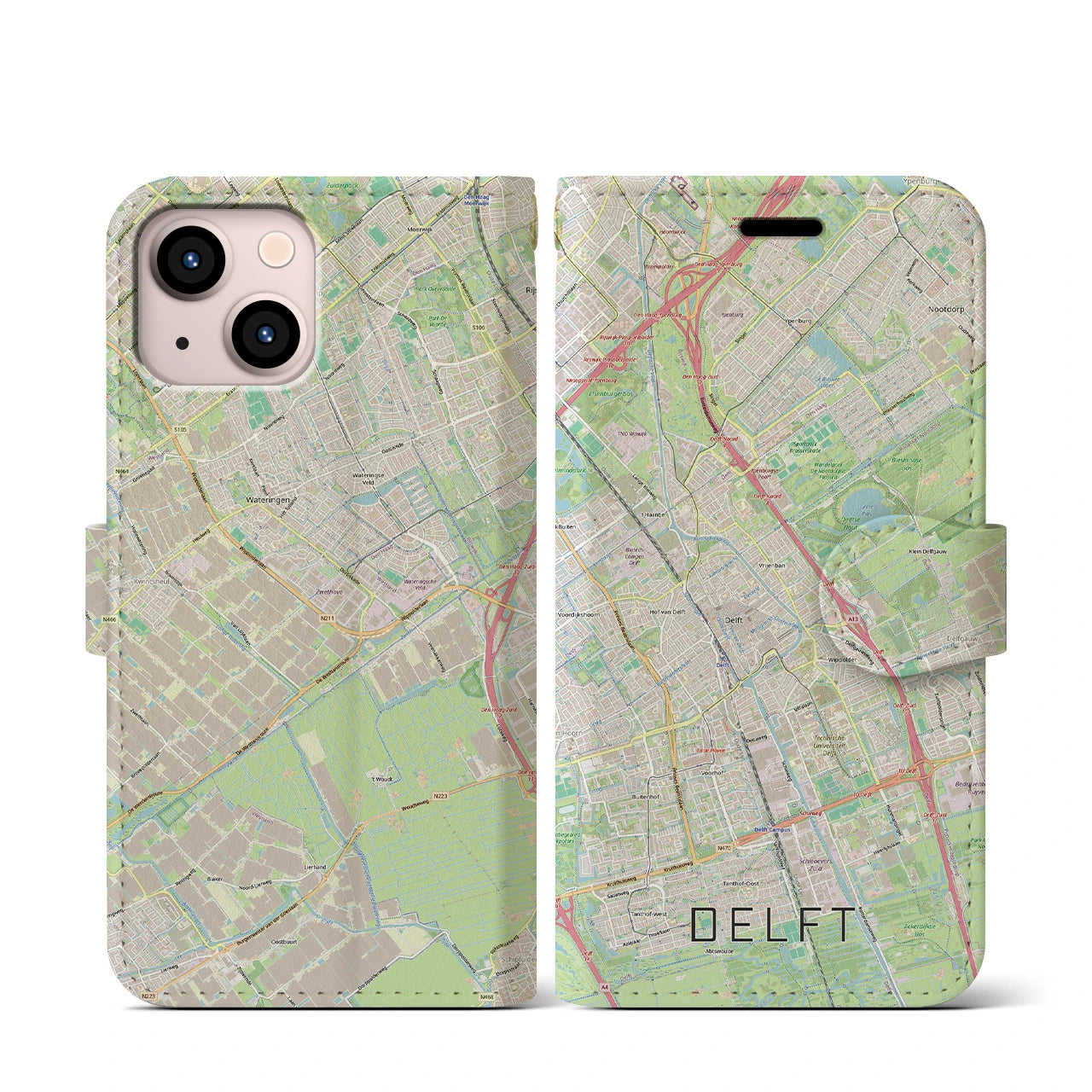 【デルフト（オランダ）】地図柄iPhoneケース（手帳タイプ）