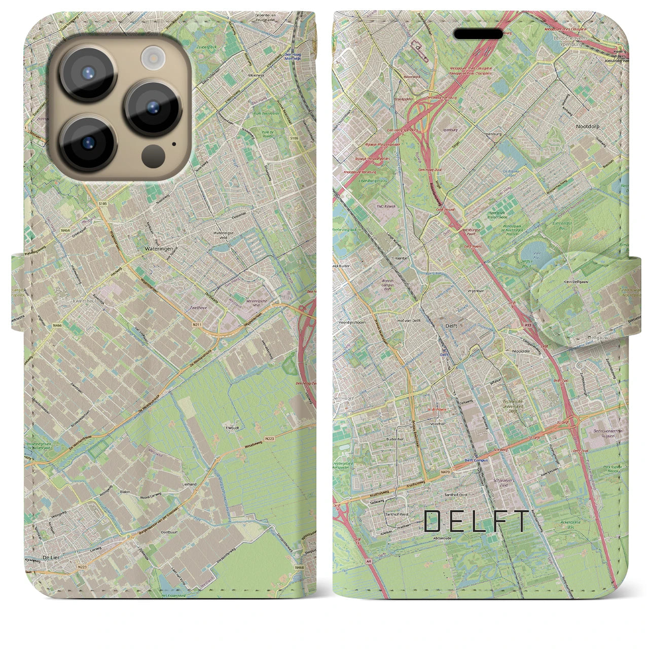 【デルフト（オランダ）】地図柄iPhoneケース（手帳タイプ）