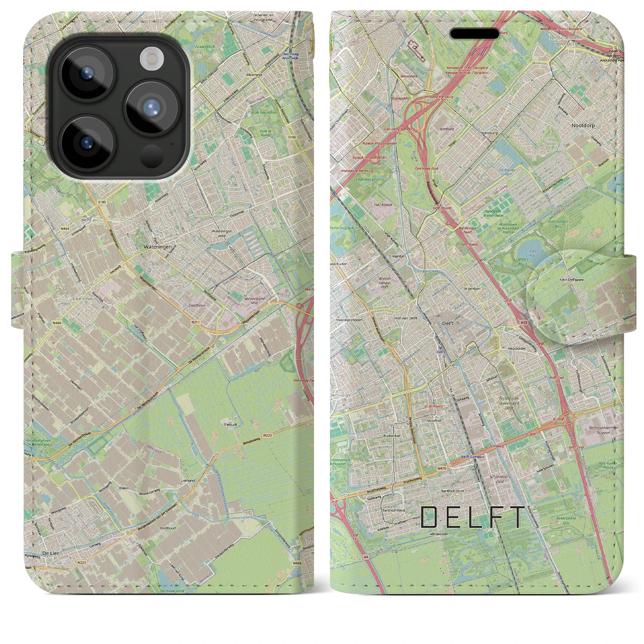 【デルフト（オランダ）】地図柄iPhoneケース（手帳タイプ）