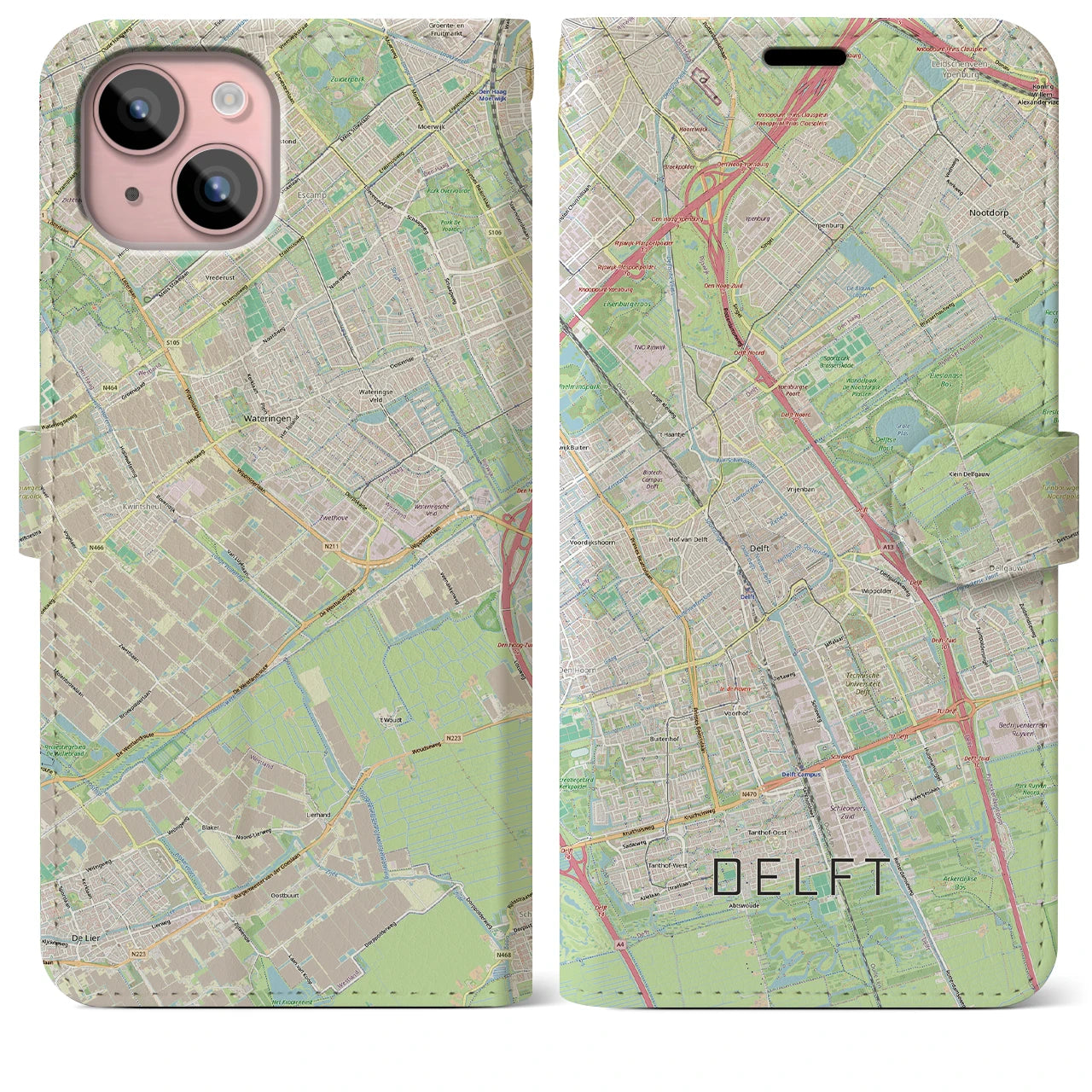 【デルフト（オランダ）】地図柄iPhoneケース（手帳タイプ）
