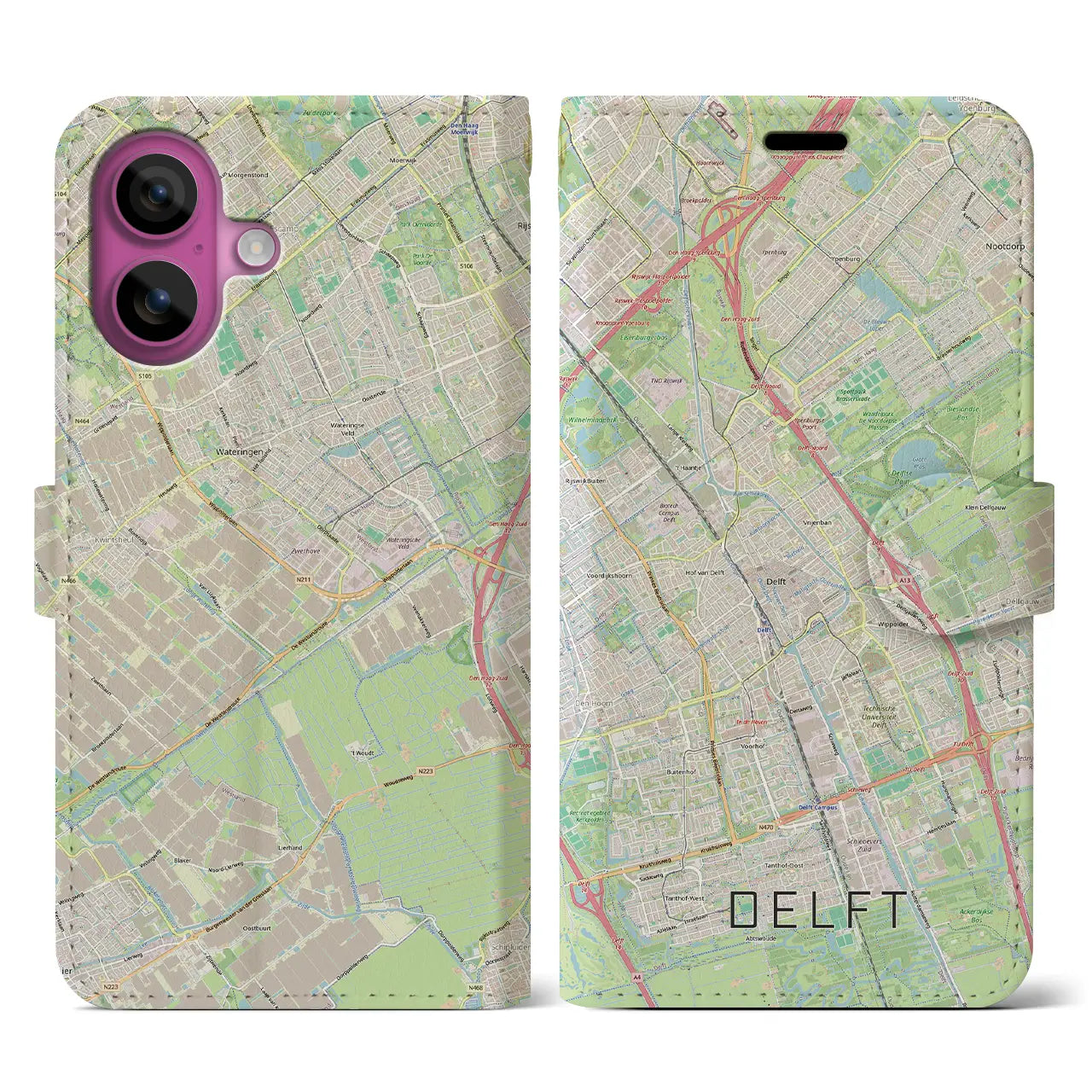 【デルフト（オランダ）】地図柄iPhoneケース（手帳タイプ）