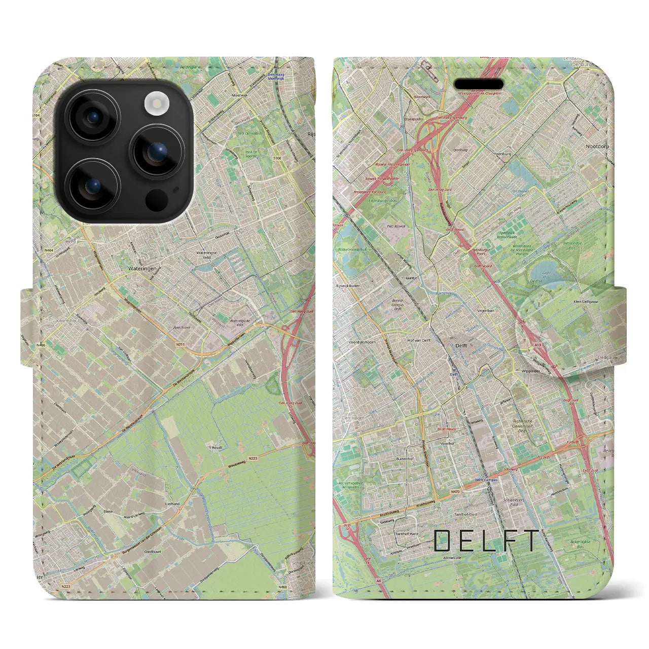 【デルフト（オランダ）】地図柄iPhoneケース（手帳タイプ）