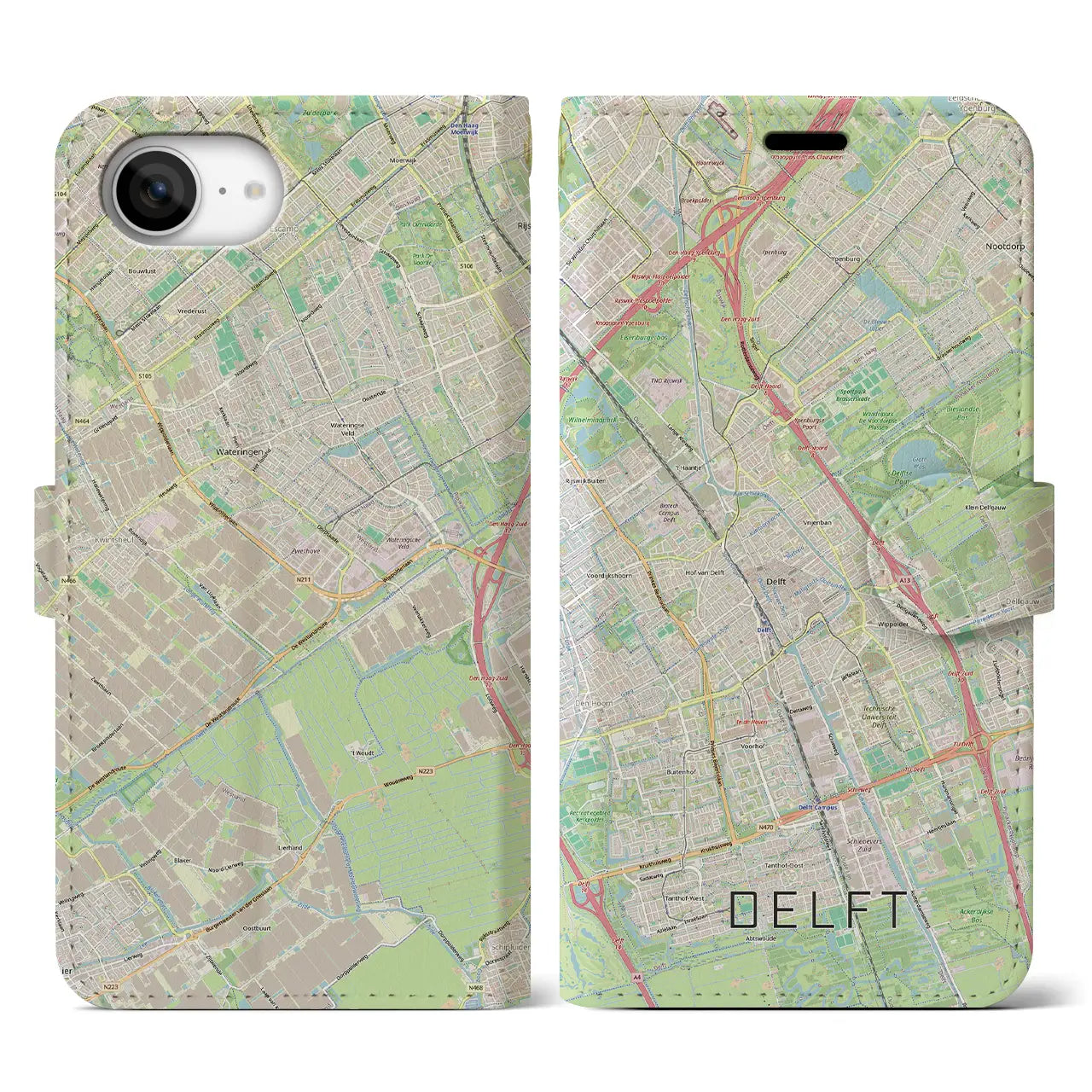 【デルフト（オランダ）】地図柄iPhoneケース（手帳タイプ）