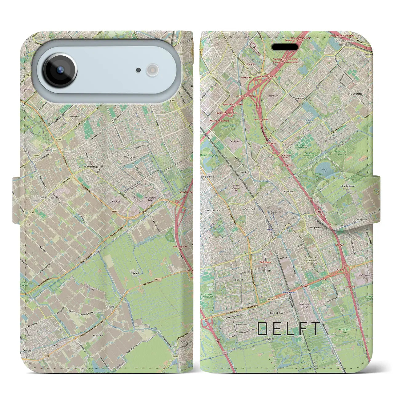 【デルフト（オランダ）】地図柄iPhoneケース（手帳タイプ）