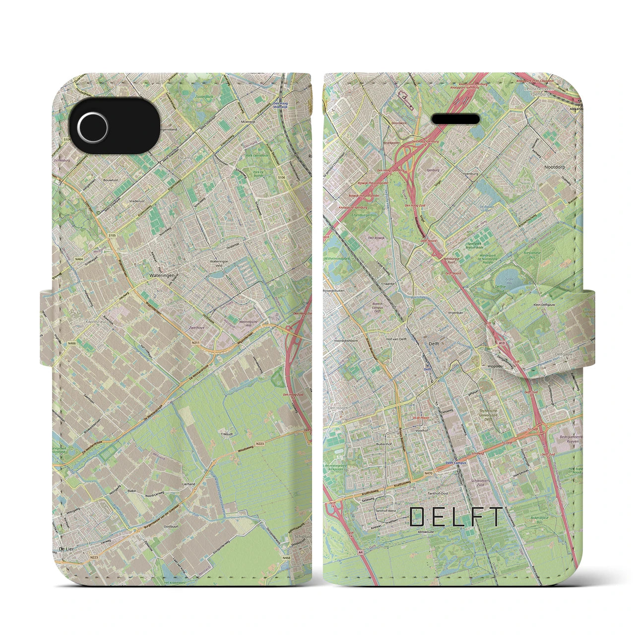 【デルフト（オランダ）】地図柄iPhoneケース（手帳タイプ）