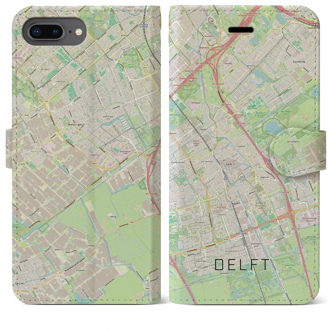 【デルフト（オランダ）】地図柄iPhoneケース（手帳タイプ）