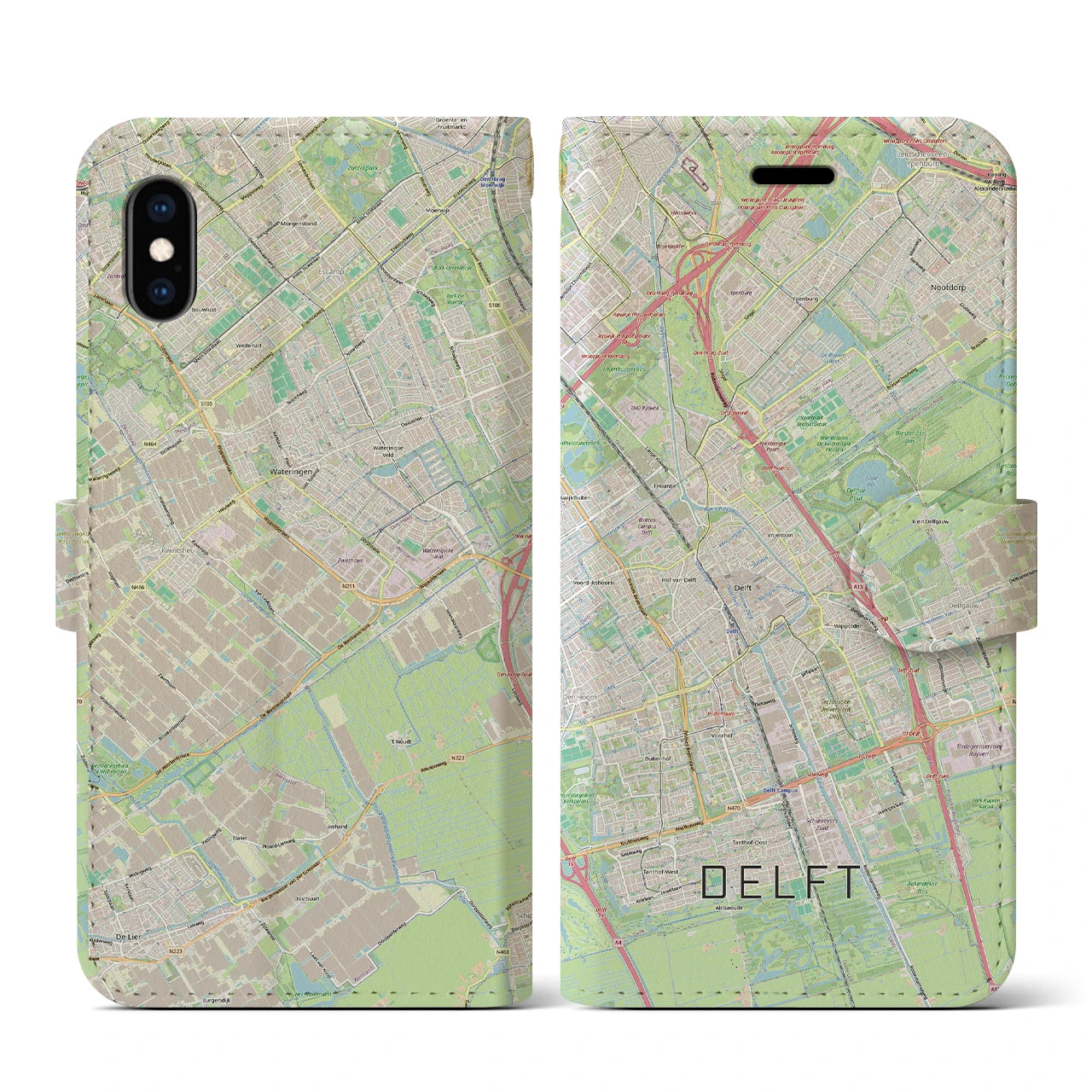 【デルフト（オランダ）】地図柄iPhoneケース（手帳タイプ）