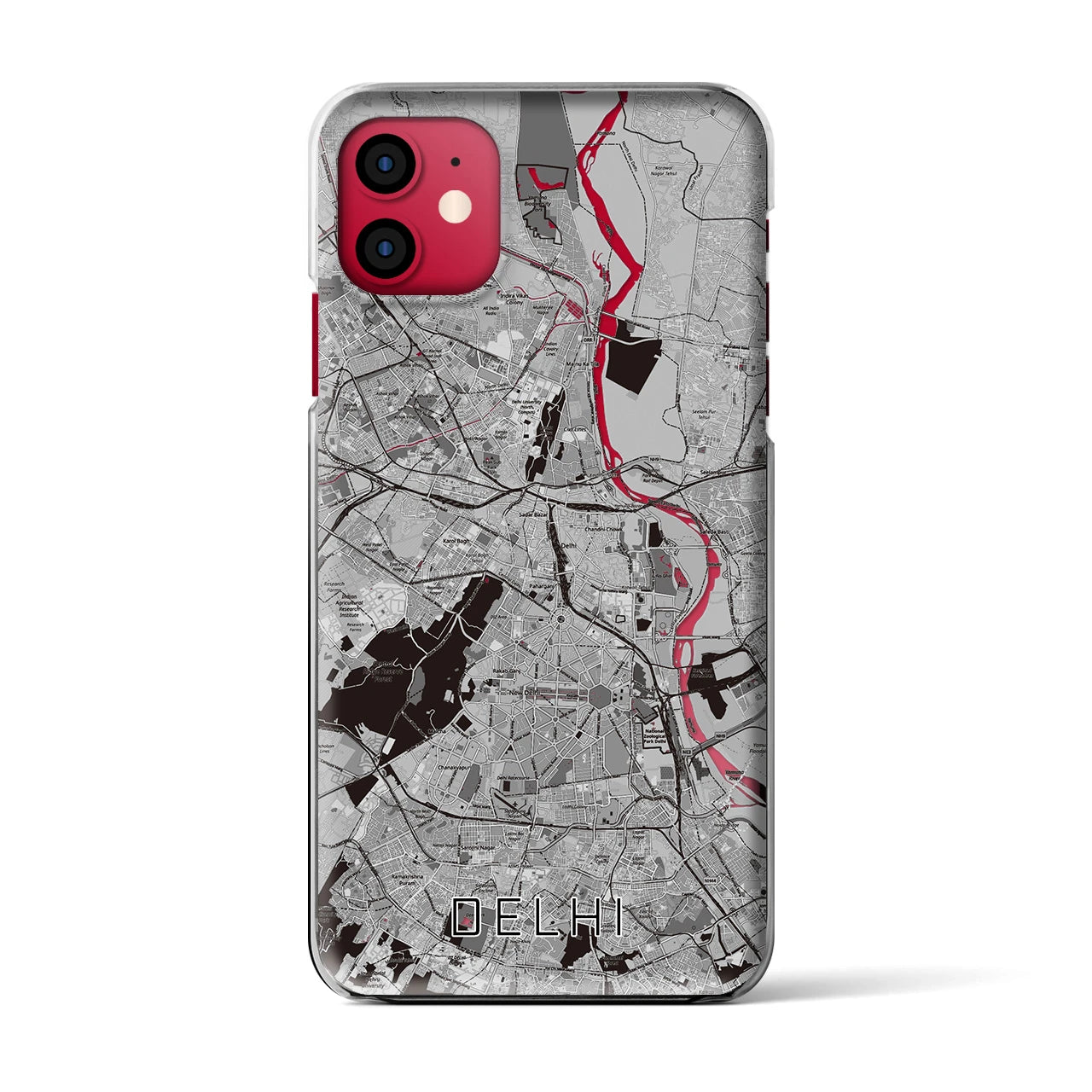 【デリー（インド）】地図柄iPhoneケース（クリアタイプ）