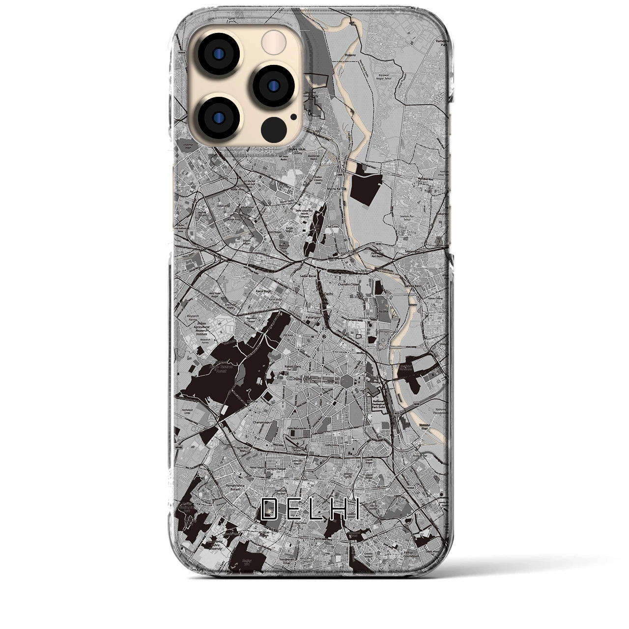 【デリー（インド）】地図柄iPhoneケース（クリアタイプ）
