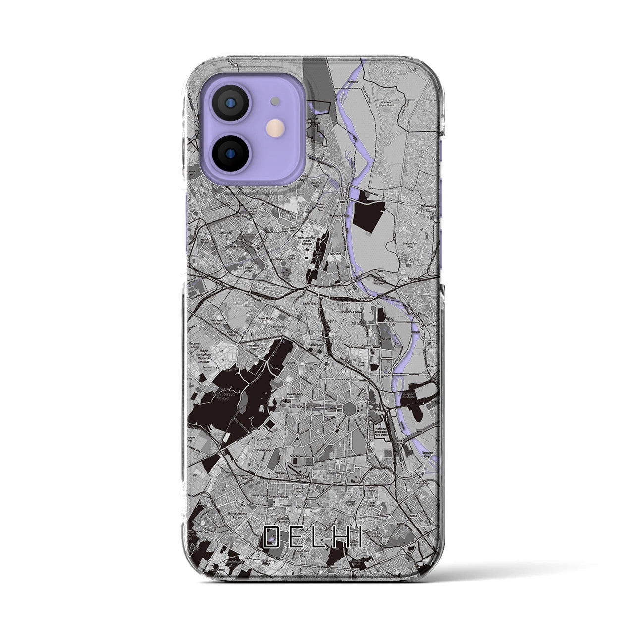 【デリー（インド）】地図柄iPhoneケース（クリアタイプ）
