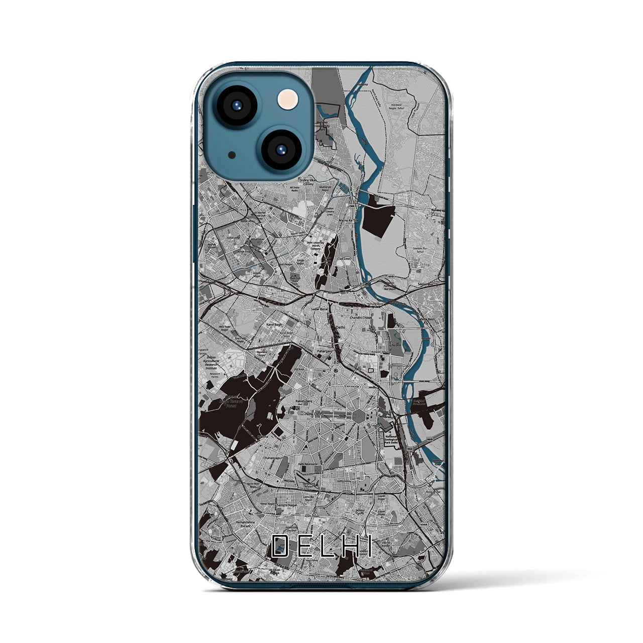 【デリー（インド）】地図柄iPhoneケース（クリアタイプ）
