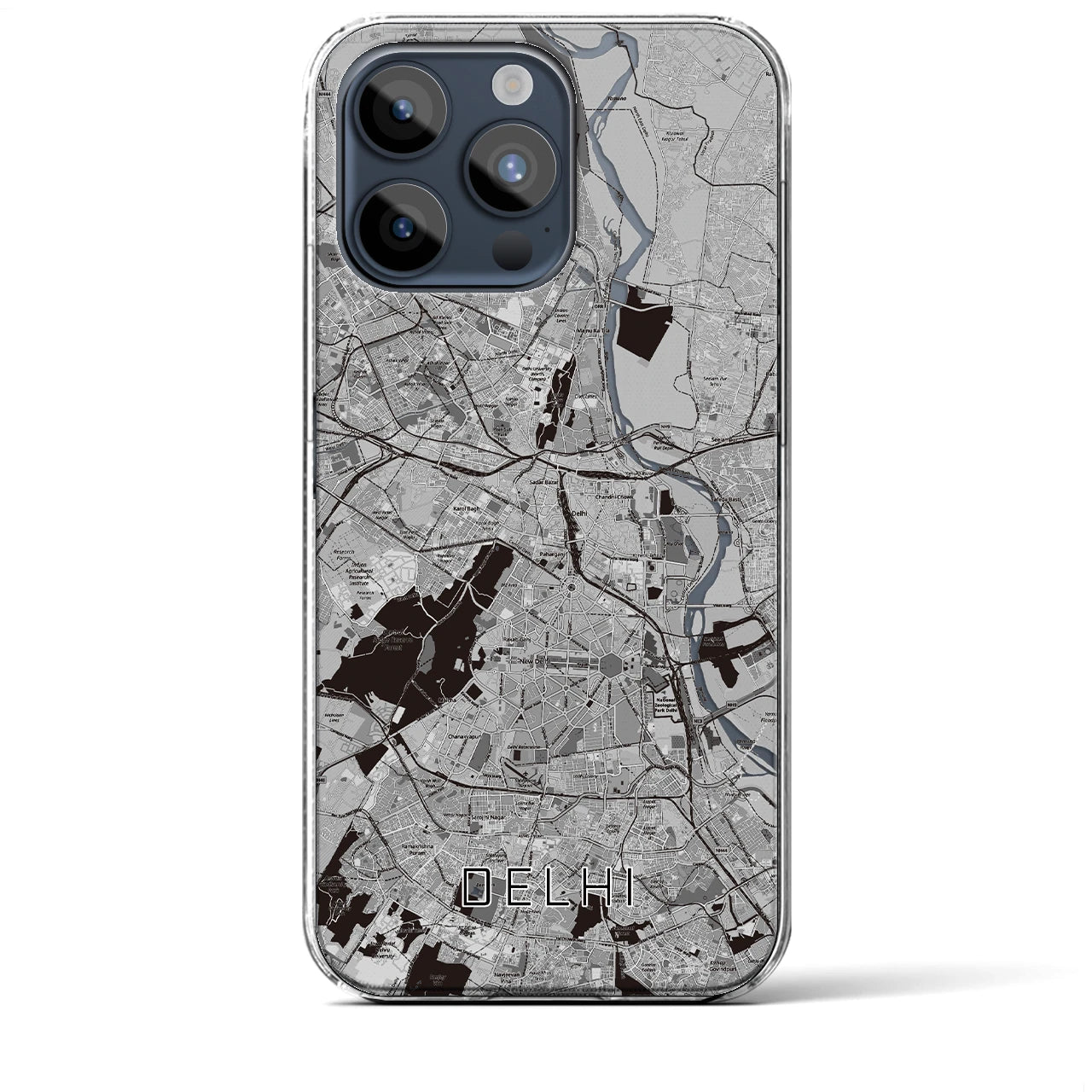 【デリー（インド）】地図柄iPhoneケース（クリアタイプ）