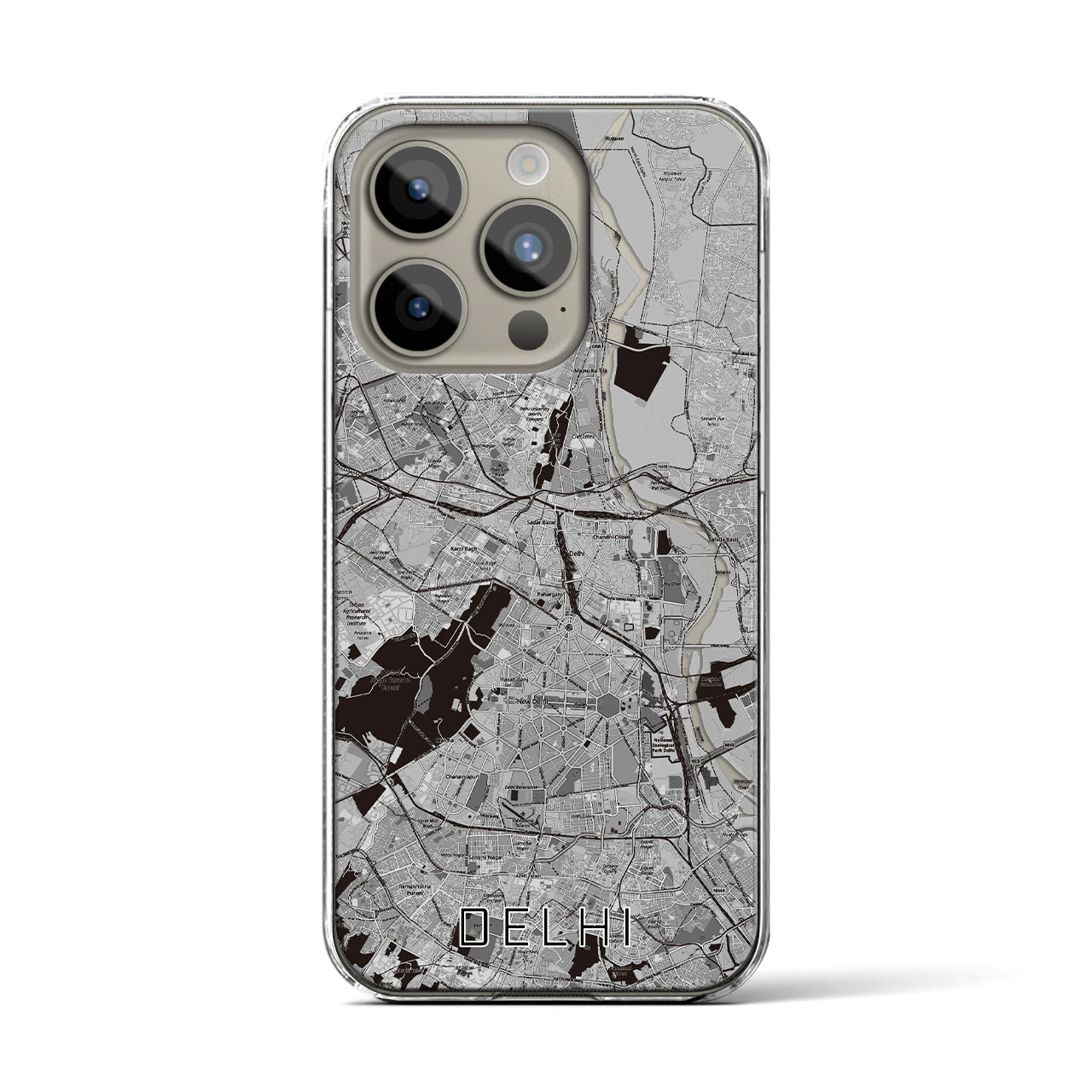 【デリー（インド）】地図柄iPhoneケース（クリアタイプ）