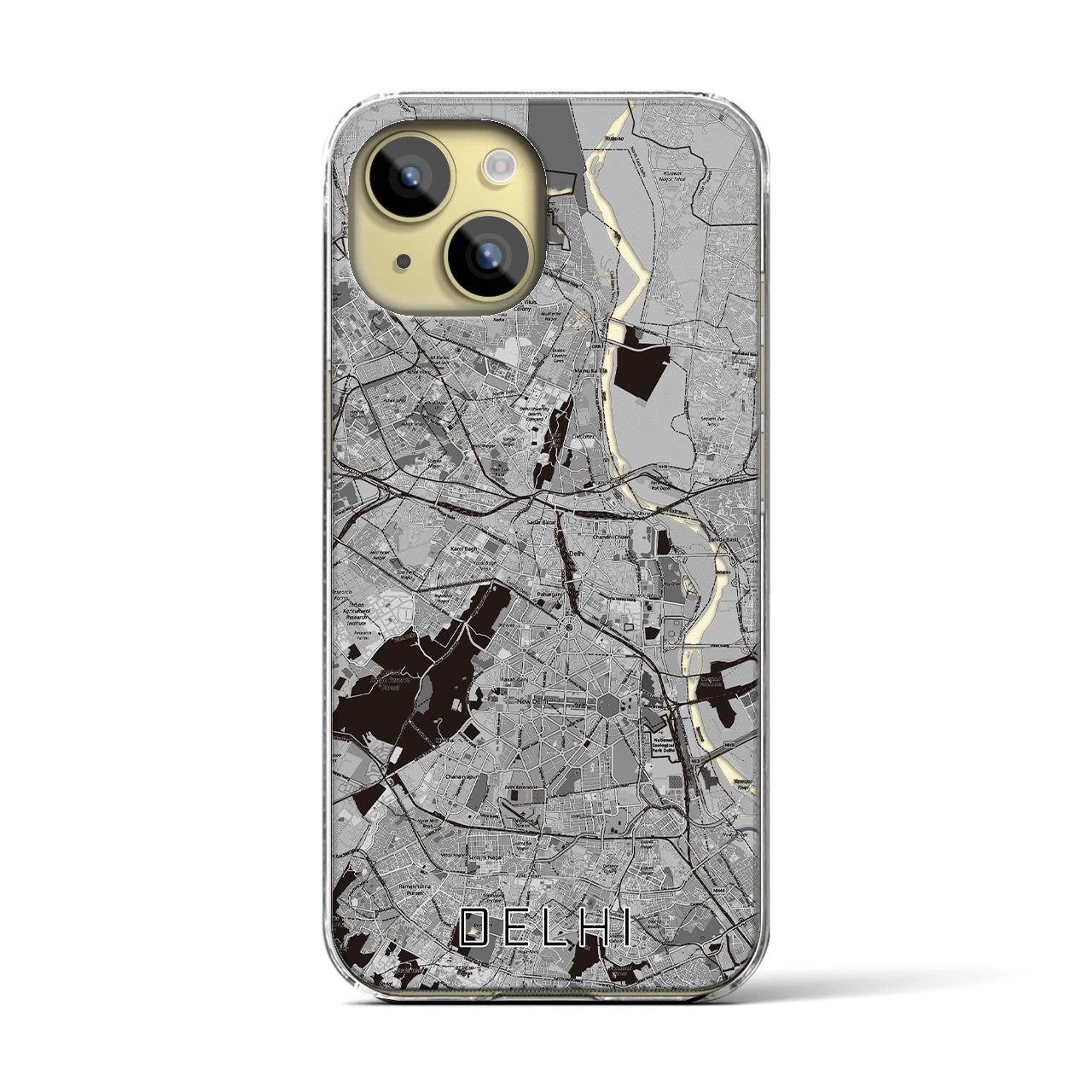 【デリー（インド）】地図柄iPhoneケース（クリアタイプ）