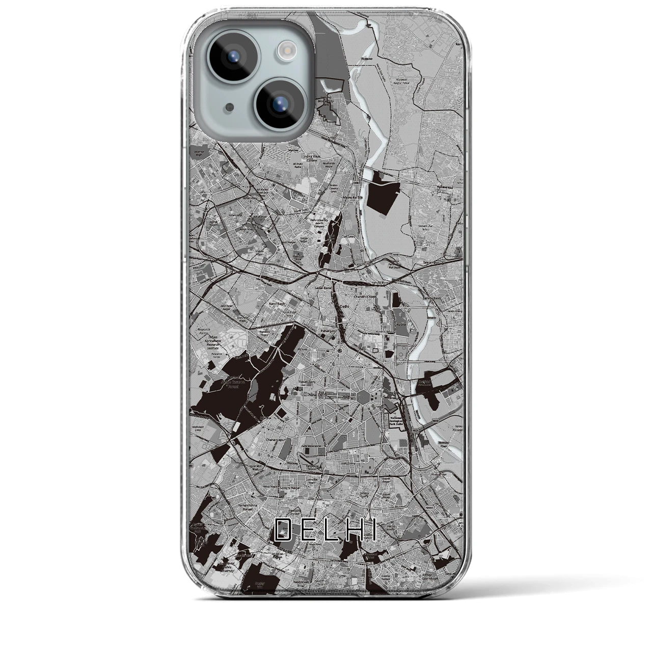 【デリー（インド）】地図柄iPhoneケース（クリアタイプ）