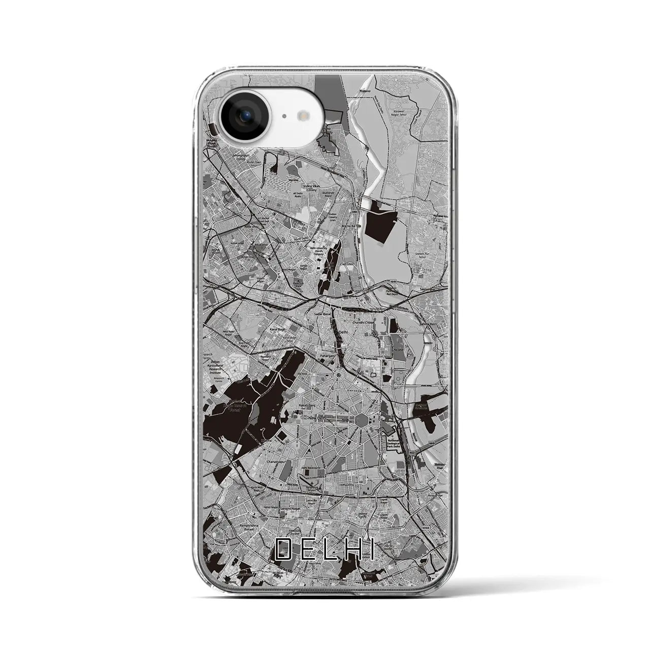 【デリー（インド）】地図柄iPhoneケース（クリアタイプ）