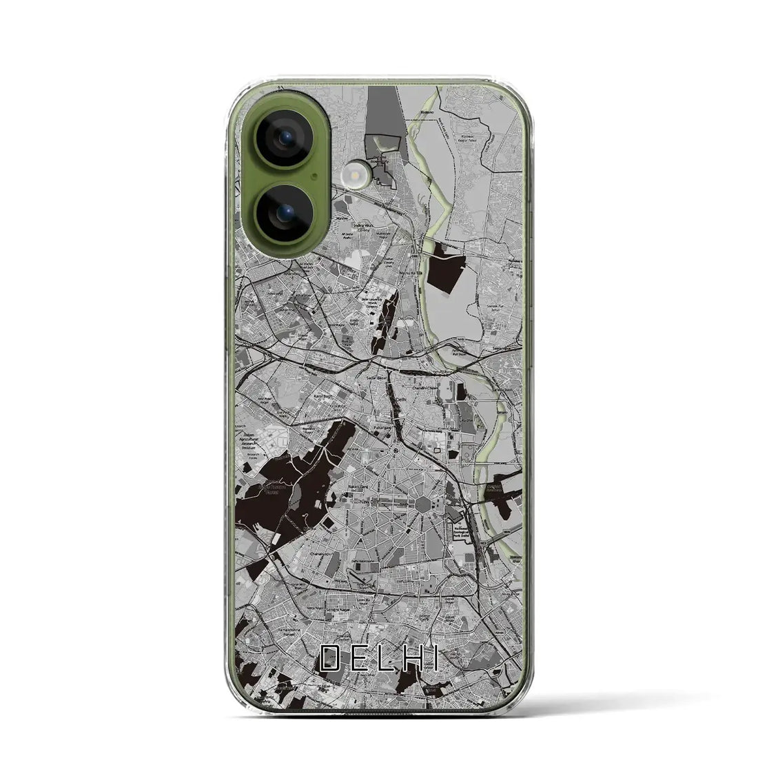 【デリー（インド）】地図柄iPhoneケース（クリアタイプ）モノトーン・iPhone 17 Pro Max 用