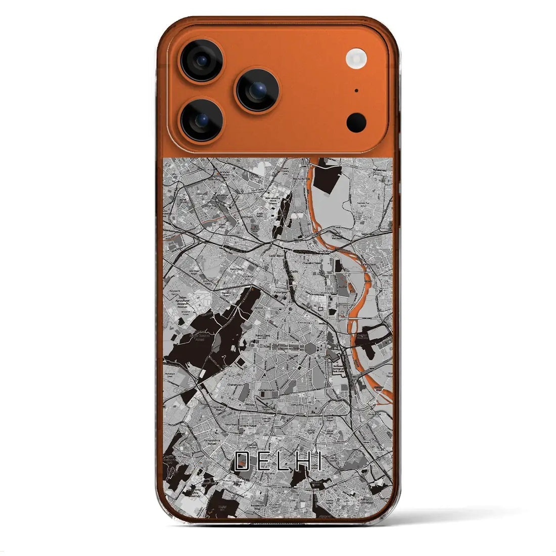 【デリー（インド）】地図柄iPhoneケース（クリアタイプ）