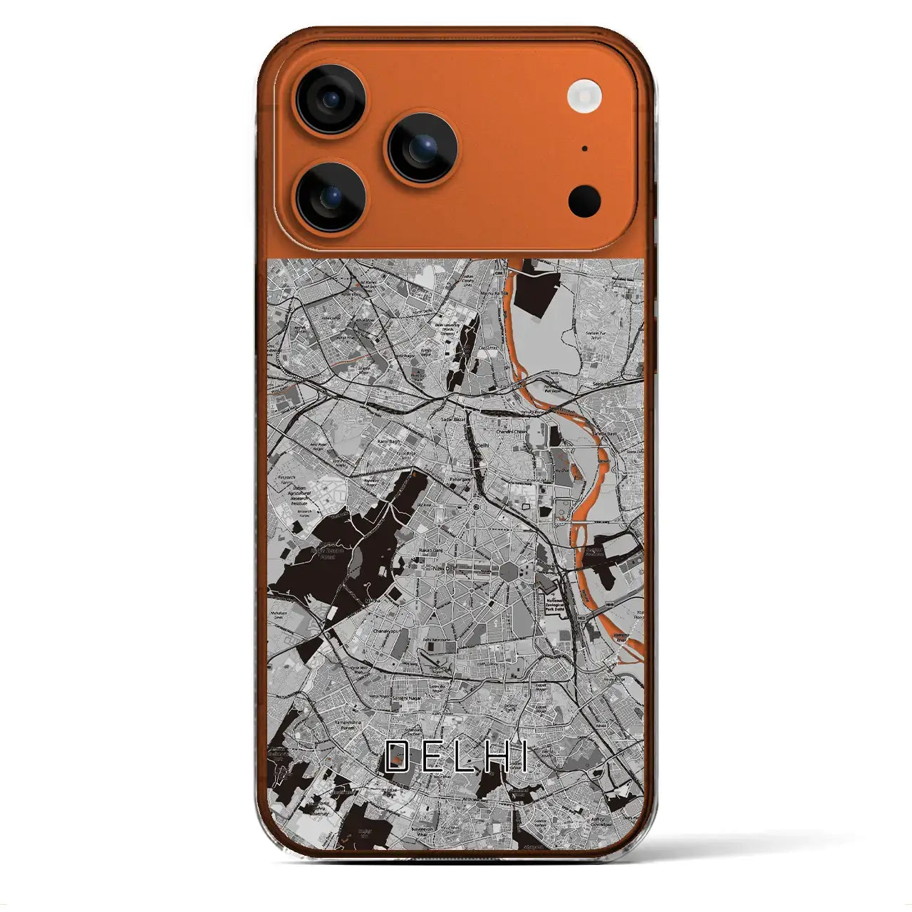 【デリー（インド）】地図柄iPhoneケース（クリアタイプ）