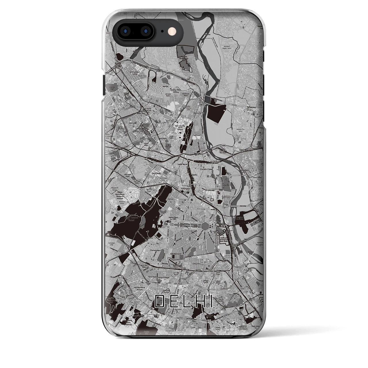 【デリー（インド）】地図柄iPhoneケース（クリアタイプ）
