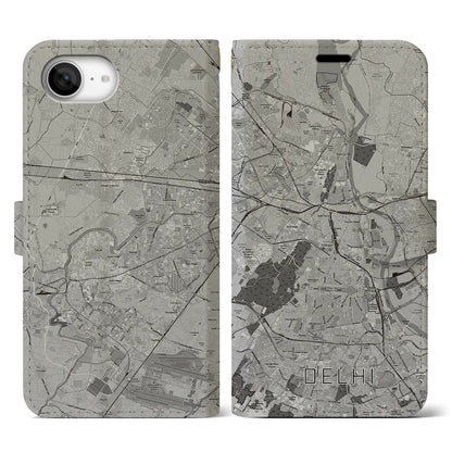 【デリー（インド）】地図柄iPhoneケース（手帳タイプ）