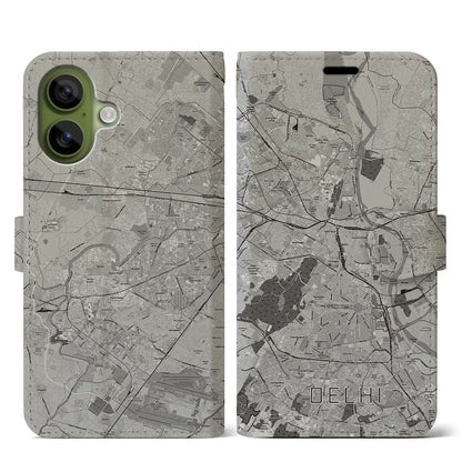 【デリー（インド）】地図柄iPhoneケース（手帳タイプ）