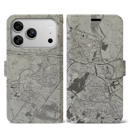 【デリー（インド）】地図柄iPhoneケース（手帳タイプ）