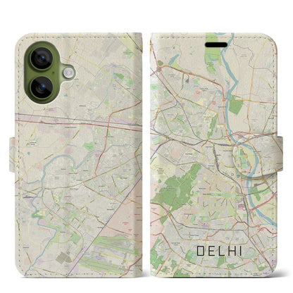 【デリー（インド）】地図柄iPhoneケース（手帳タイプ）