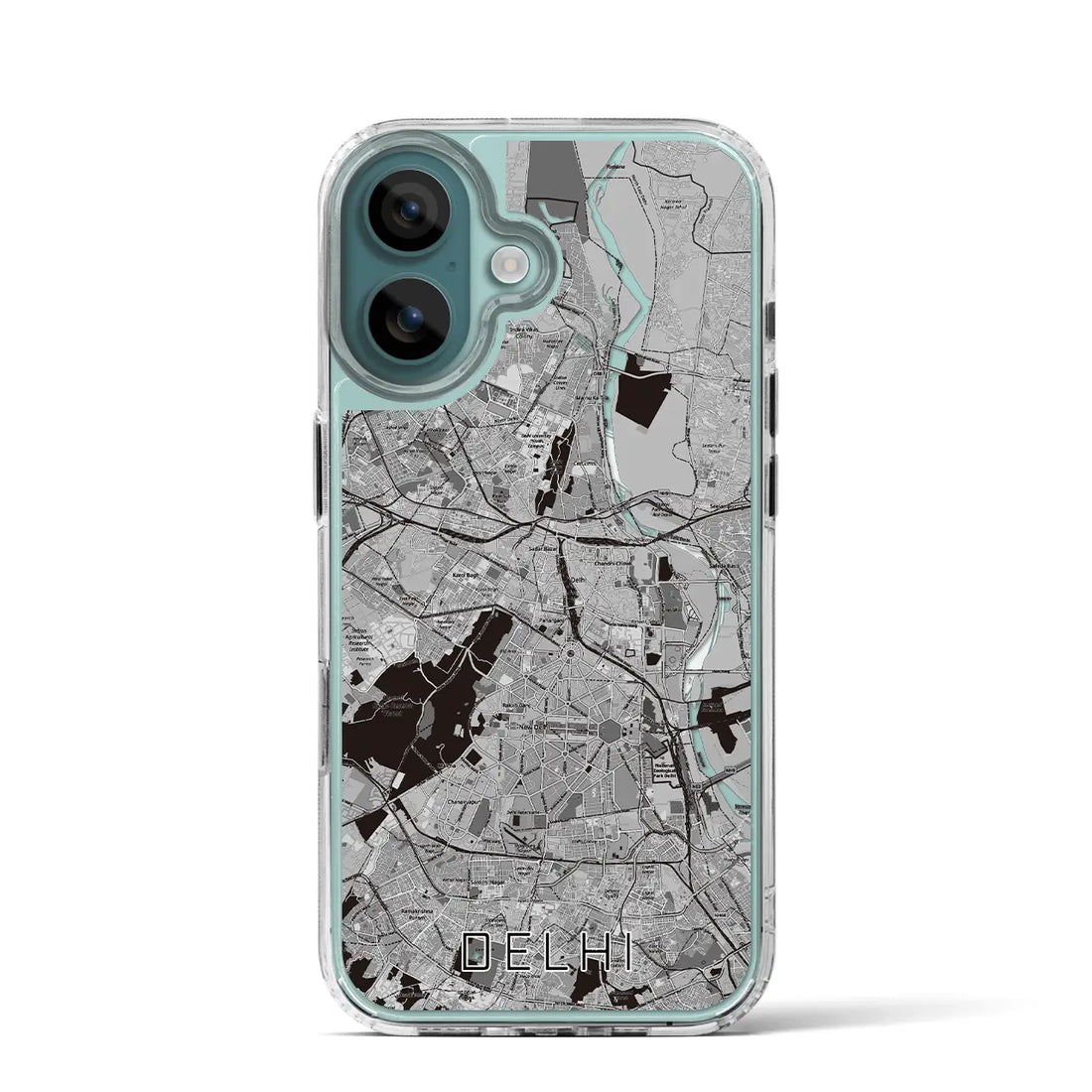 【デリー(インド)】地図柄iPhoneケース(MagSafeタイプ)モノトーン・iPhone 16 Pro 用