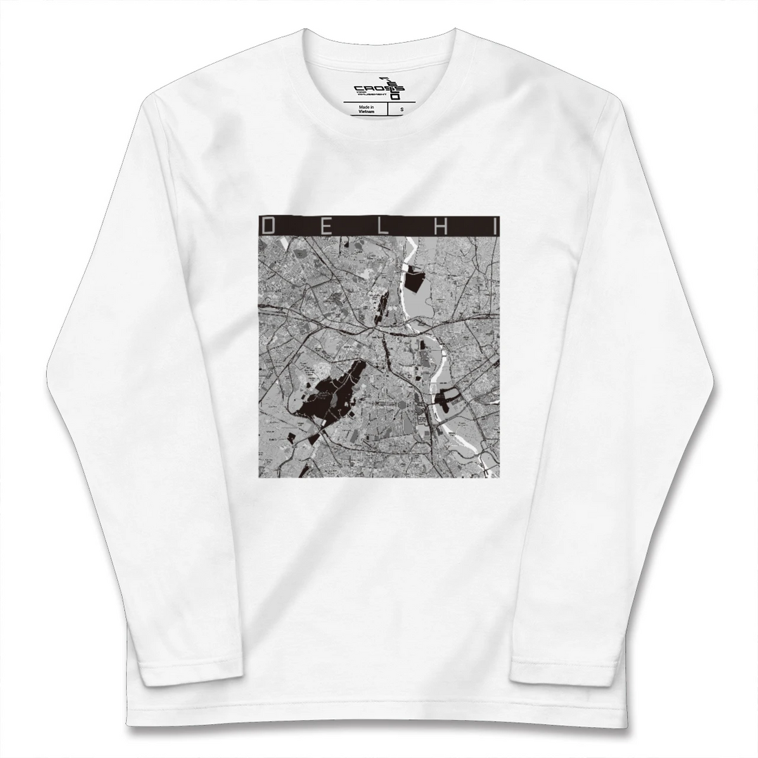 【デリー(インド)】地図柄ロングスリーブTシャツ