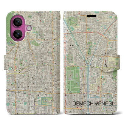 【出町柳（京都府）】地図柄iPhoneケース（手帳タイプ）ナチュラル・iPhone 16 Pro 用