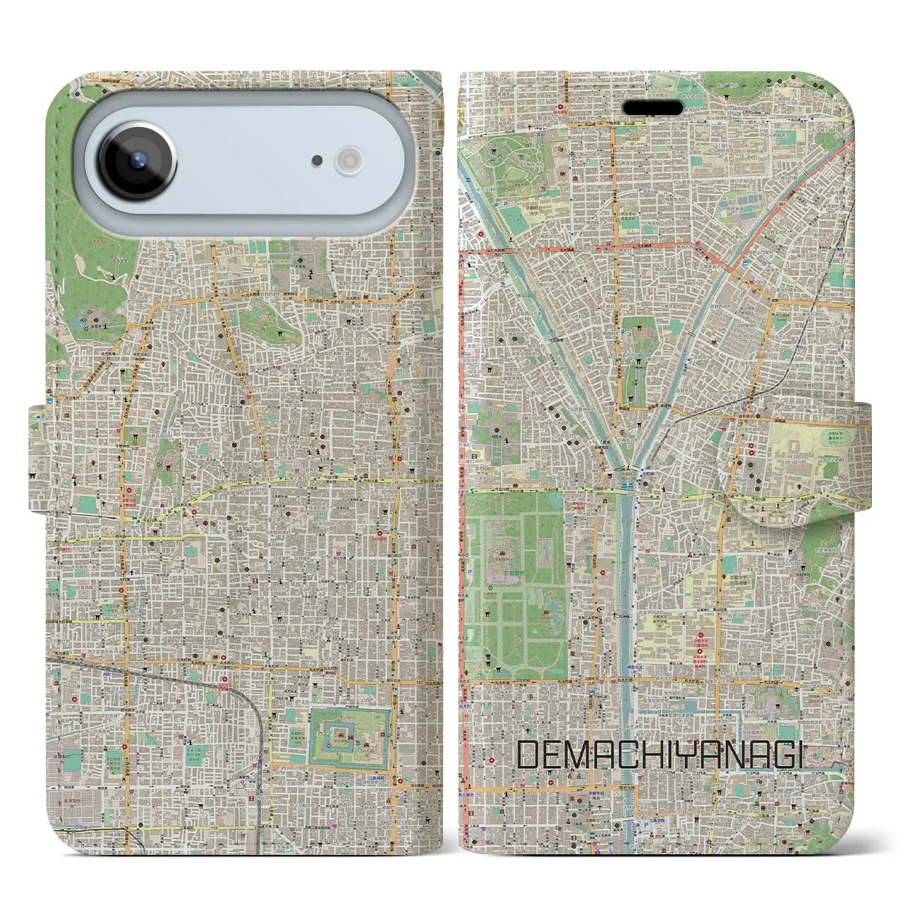 【出町柳（京都府）】地図柄iPhoneケース（手帳タイプ）