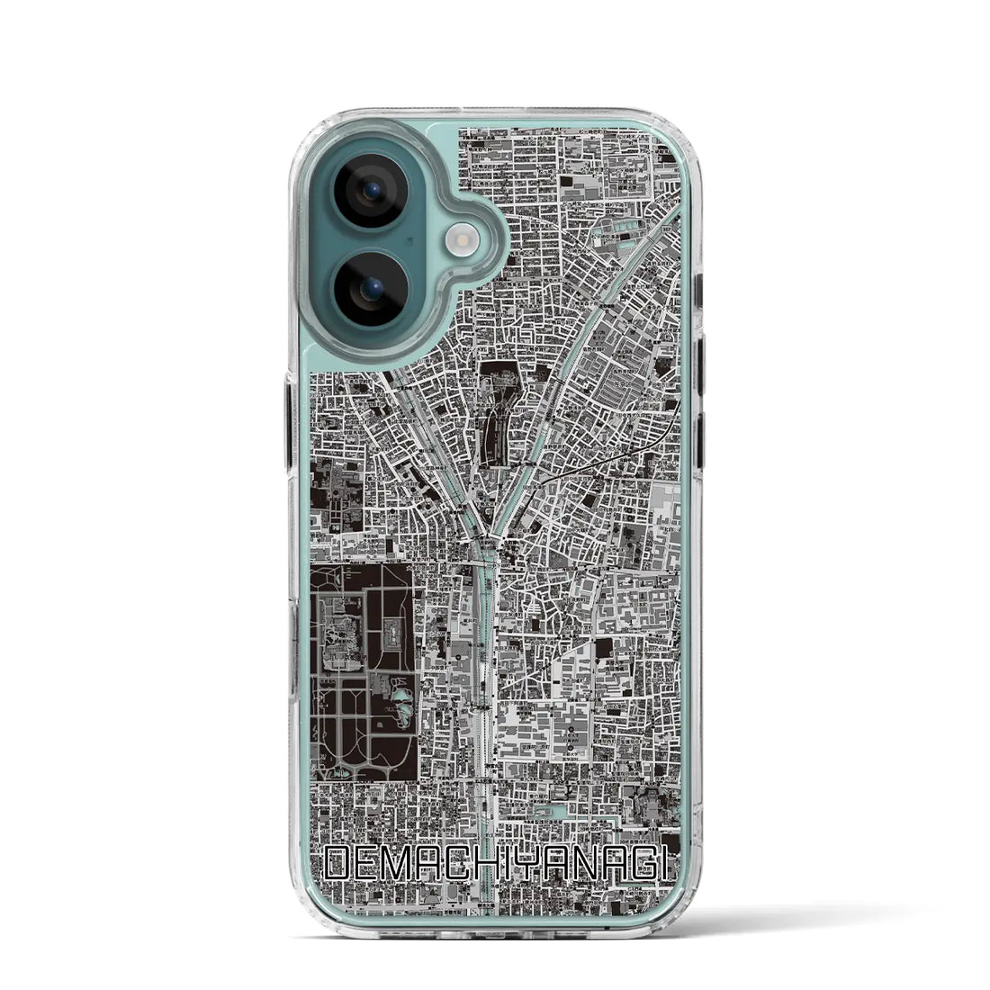 【出町柳(京都府)】地図柄iPhoneケース(MagSafeタイプ)モノトーン・iPhone 16 Pro 用