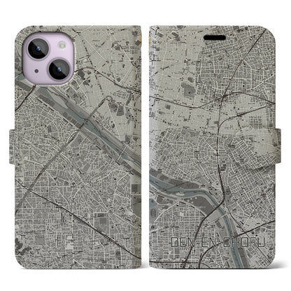 【田園調布（東京都）】地図柄iPhoneケース（手帳タイプ）モノトーン・iPhone 14 用