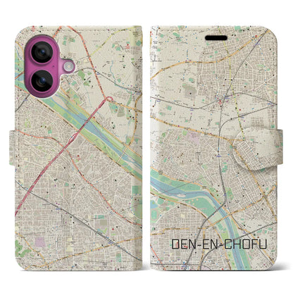 【田園調布（東京都）】地図柄iPhoneケース（手帳タイプ）ナチュラル・iPhone 16 Pro 用