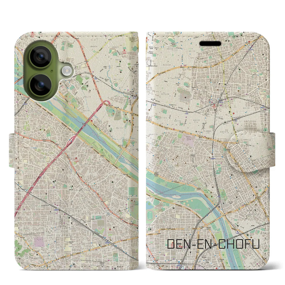 【田園調布(東京都)】地図柄iPhoneケース(手帳タイプ)ナチュラル・iPhone 17 Pro Max 用