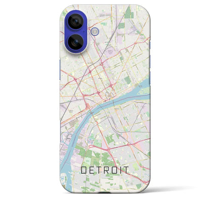 【デトロイト（アメリカ）】地図柄iPhoneケース（バックカバータイプ）ブラック・iPhone 16 Pro Max 用