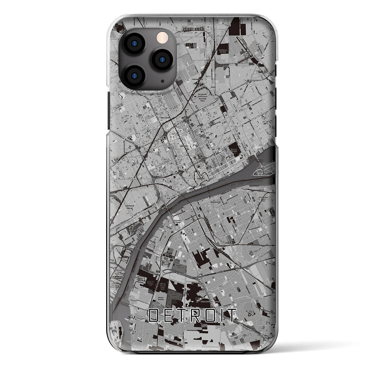 【デトロイト（アメリカ）】地図柄iPhoneケース（クリアタイプ）