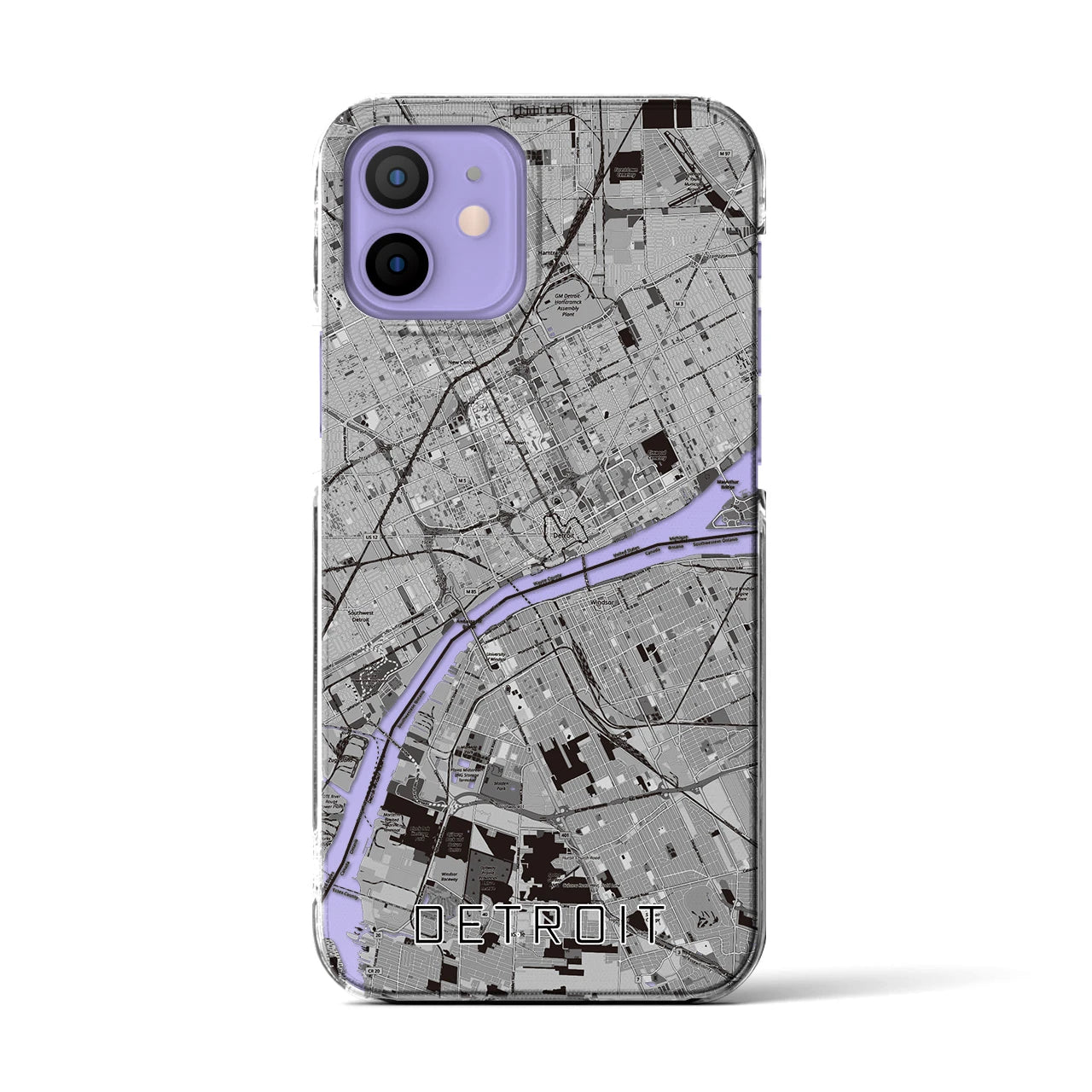 【デトロイト（アメリカ）】地図柄iPhoneケース（クリアタイプ）