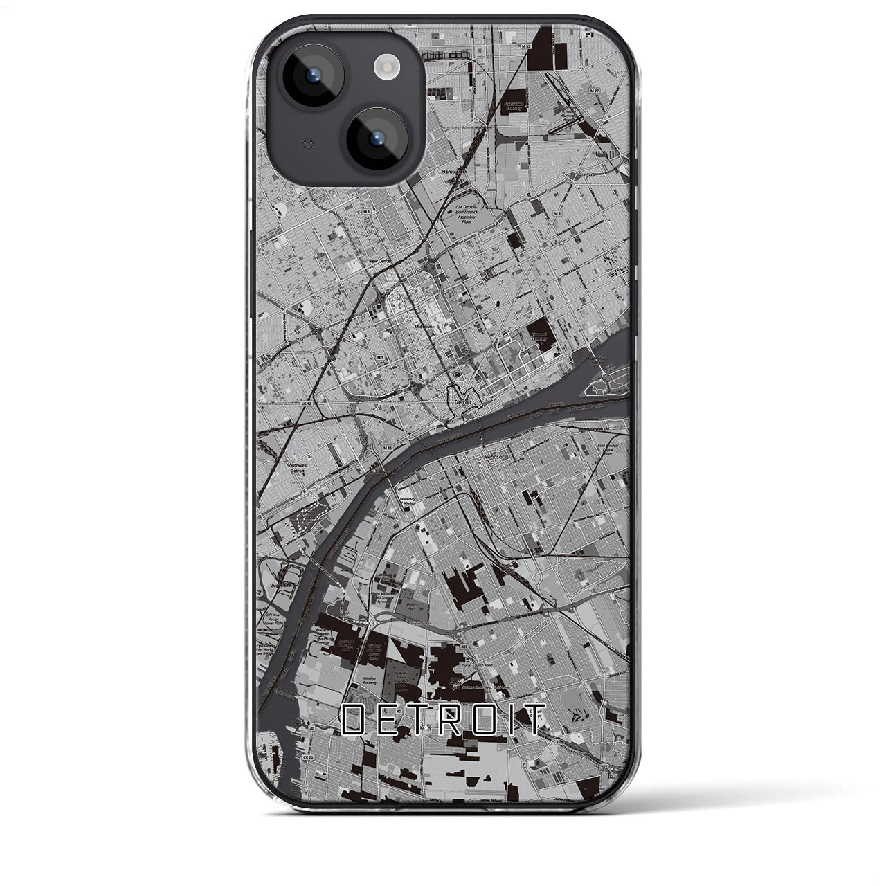 【デトロイト（アメリカ）】地図柄iPhoneケース（クリアタイプ）
